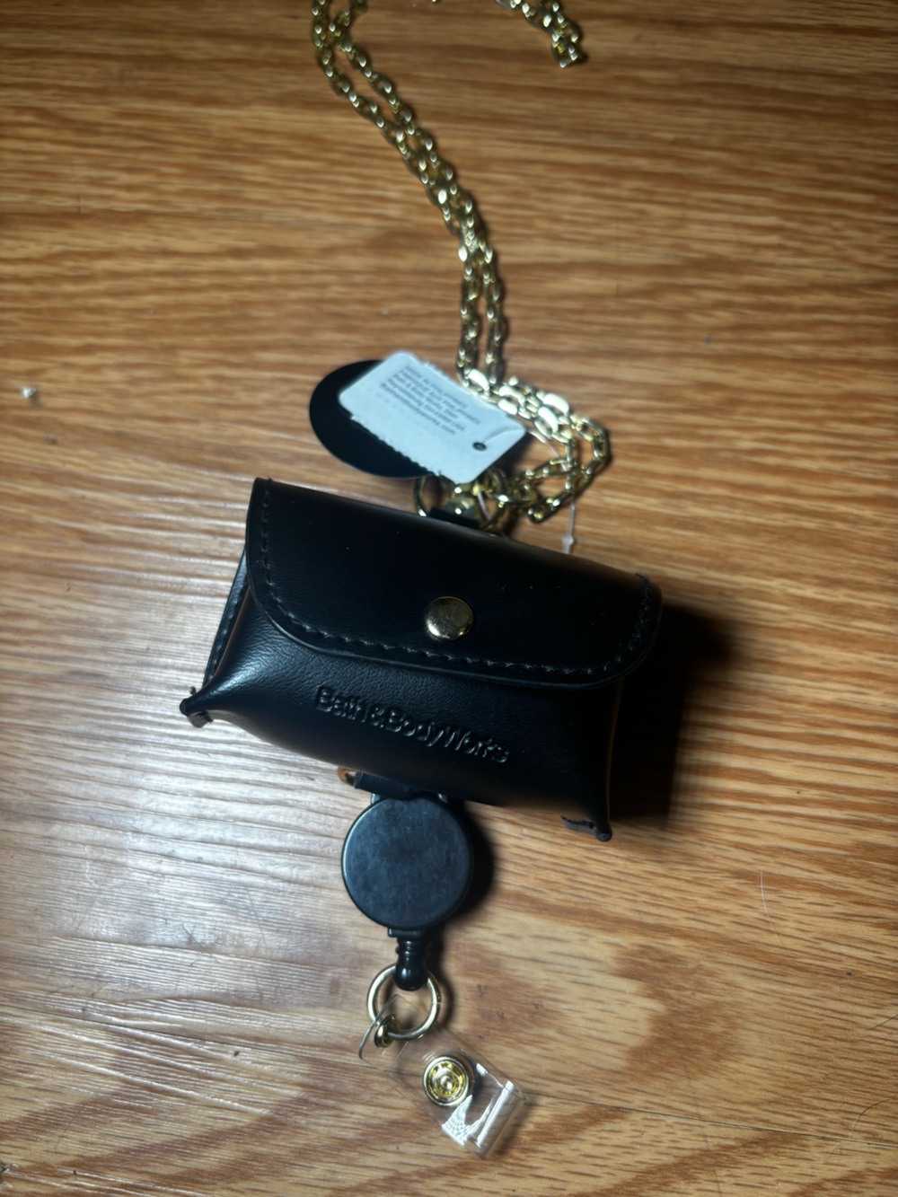 Bath & Body Works Black Key chain with Gold Chain